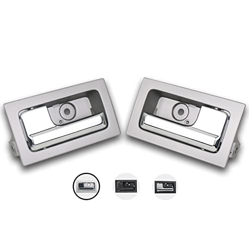 TQPONLY Interior Door Handle Front/Rear Left Driver& Right Passenger Side (Gray Housing+Chrome Lever) Compatible with 2009-2014 Ford F150 Replaces 9L3Z1522601CB 90826 9L3Z1522600CB 90825 - color: Chrome Lever with Gray Housing, style: 1 Pair