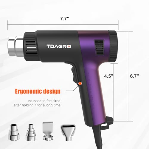 1800W Heat Gun (122℉-1202℉) with 4 Nozzles & Temp Control