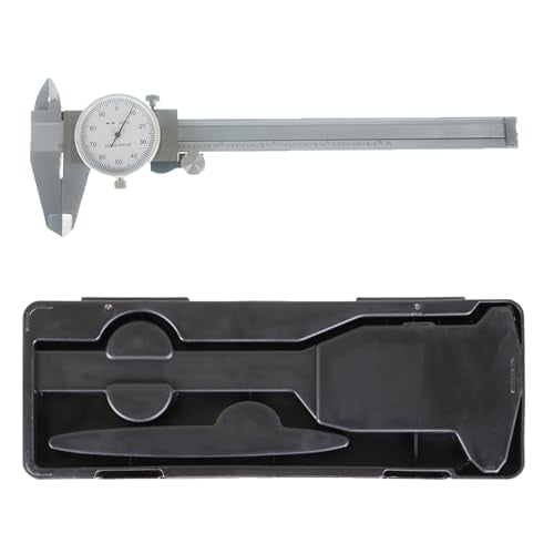 0-6 inch Dial Caliper Measuring Tool Imperial Stainless Steel 4-Way Dial Caliper 0.001" Shockproof with Plastic Case