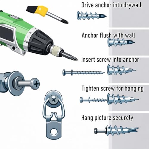 30Pc Self Drilling Black Drywall Anchor and Double Headed Hanger Screws Kit - size: #8 - 15B