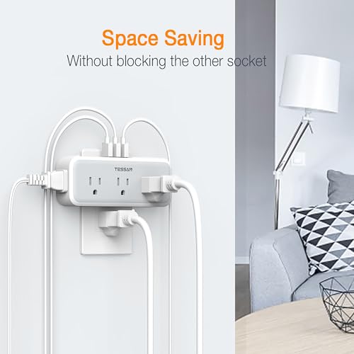 TESSAN Multi Plug Outlet Splitter, Wall Surge Protector, 1875W, Grey - color: Gray, size: 5 Outlets (USB-A)