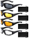 4 Pair Motorcycle Glasses Riding Glasses UV Protection Windproof And Dustproof Motorcycle Foam Cushion Goggles - color: Gray + Yellow + Clear + Brown