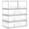 Vtopmart Clear Stackable Storage Drawers Set of 5, Plastic Organizer Bins - style: 2 Small+3 Wide
