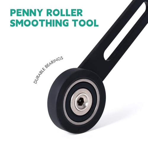 FOSHIO Aluminium Long Handle Seam Roller Detailing Tool, Heavy Duty Smoothing Tool Rubber Penny Roller for Roofing Tape, Vinyl Wrap, Window Film, and Wallpaper Installation
