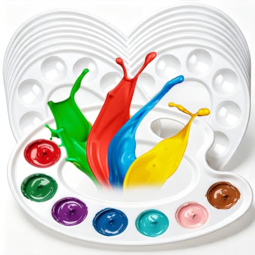 Hulameda 15Pcs Plastic Oval White Paint Tray Palettes for Adults to Paints - color: 15pcs