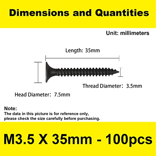 #6 x 1-3/8" Flat Head Self-Tapping Wood Screws for Shelving (100PCS) - size: #6 x 1-3/8'' (100Pcs)