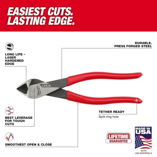 Milwaukee Electric - 8 Diagonal Dipped Grip Cutting Pliers USA