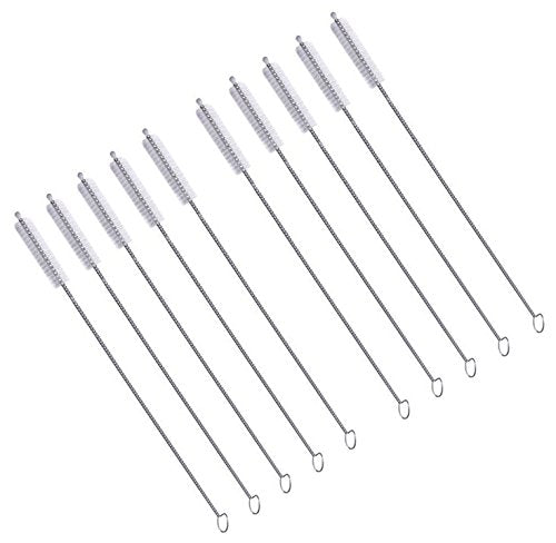WAFJAMF 10 Pcs Straw Brush Set Nylon Pipe Tube Cleaner 173mm x 5mm Skinny - color: Strawbrush-10pcs