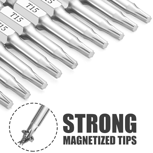 NAUIX 10Pcs T15 Torx Bit Set (2" Long), Magnetic Star 6 Point - style: T15