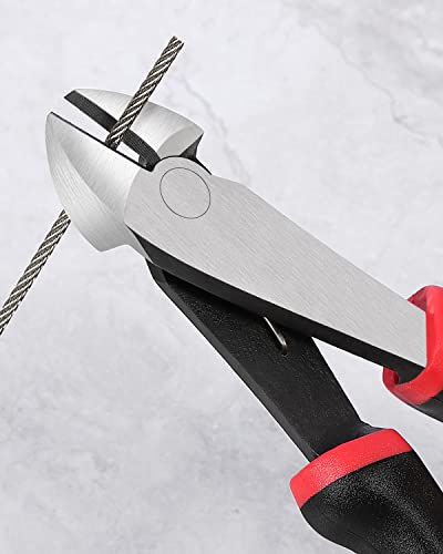 IGAN 7-inch Wire Cutters, Spring-loaded Side Cutters Dikes, Ultra Tough and Durable Diagonal Cutting Pliers in CRV Steel, Heavy Duty Cutting Pliers for Electrical, Artificial Flowers and Homes - size: 7''x1