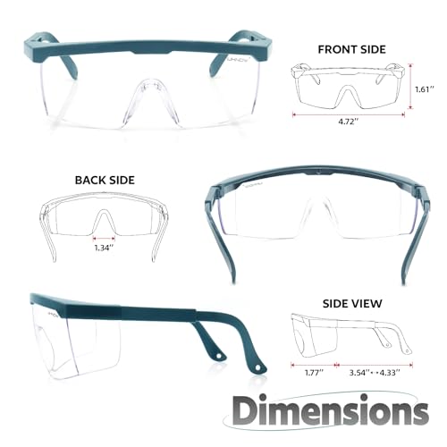 UKNOW Safety Glasses 2 Pack - Anti Fog Safety Goggles ANSI Z87.1 - Adjustable Protective Eyewear - Clear Lens Lab Goggles - color: Teal