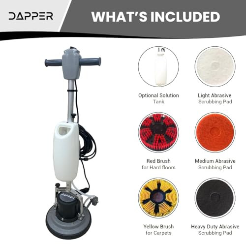 13" Heavy-duty Multi-Functional Floor Buffer Polisher Machine - Clean, Buff, Scrubb and Polish with Ease! Ideal for Carpets Too! Includes Optional Solution Tank, 2 Brushes and 3 Scouring Pads - size: 13" Non-Weighted