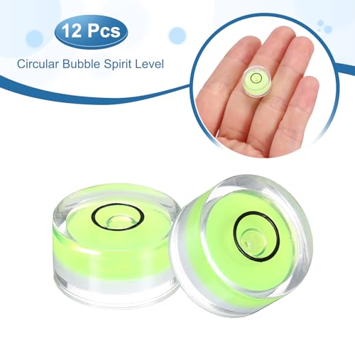 HARFINGTON 12pcs Circular Bubble Spirit Level 15x8mm Mini Round Bubble Spirit Level Little Measuring Layout Tools for TV Industrial Carpentry Picture Frame, Green/Black - color: Green/Black, size: 15x8mm