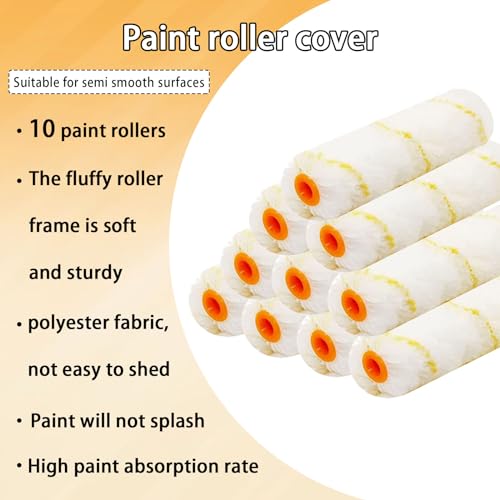 10 Pieces Paint Roller Cover, 6 inch Microfiber, 3/8"Nap - size: 6", 10 pieces