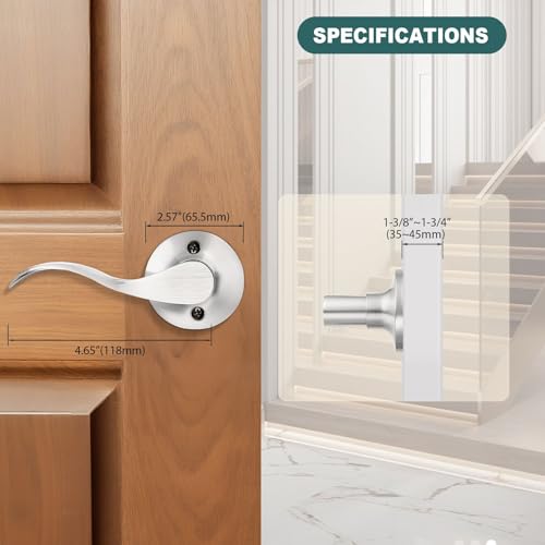 GOBEKOR 6 Pack Half Dummy Lever Door Handles Brushed Nickel Wave Left-Handed Door Lever Non-Turning Lock Interior Closet French Door Handles - size: Left-Handed Dummy Lever