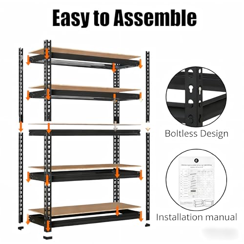 Storage Shelving Unit, 5-Tier Adjustable Metal Storage Shelves, 30" L x 12" W x 60" H Heavy Duty Garage Storage Shelves for Kitchen Pantry Basement Bathroom Laundry