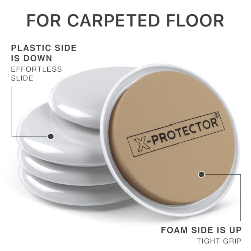Furniture Sliders for Carpet X-PROTECTOR - 8 PCS 3 1/2" - size: 8 PCS 3.5", Beige & White
