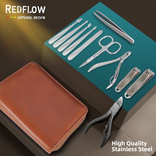 Manicure Set 11 in 1 Stainless Steel Nail Clippers for Men，Manicure Kit for Women，Nail Grooming Kit，Nail Clipper Set，Personal Care Tools - color: Brown