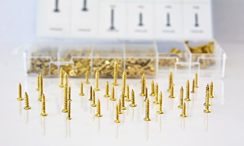 Swordfish 32051-500pc Brass Plated Wood Screw Assortment