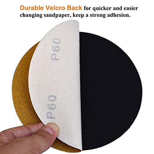 6-Inch No-Hole Hook and Loop Gold Sanding Discs 60-Grit, 100-Pack - size: 60 Grit