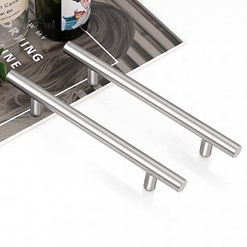 Probrico 5 Pack Stainless Steel Kitchen Cabinet Drawer Closet Handles Bedroom Dresser Pulls 5"/128mm Hole Centers - color: Brushed Nickel, size: hole center 5"