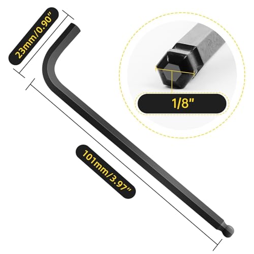 1/8" Allen Wrench Set with Ball End Hex Key 6PCS Metric Size - size: 3.18 mm, style: Long
