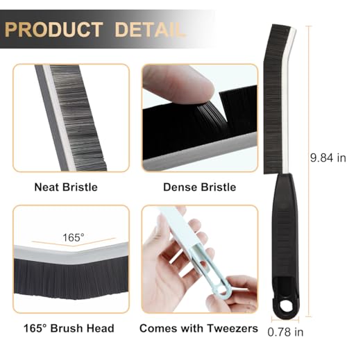 Hard Bristle Crevice Cleaning Brush,Grout Cleaner Brush,Scrub Brushes for Tile Floor,Gap Cleaning Supplies with Clip for Bathtub,Shower,Kitchen,Home Essentials,Gi-ft for Women Men(3PCS Frosted Black)