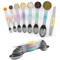 ChefAide Set of 8 Magnetic Measuring Spoons, Stainless Steel, Dual Sided - color: Multicolor-4, size: Magnetic Measuring Spoons