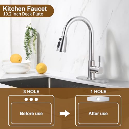 ARCORA 10.2 Inch Faucet Plate Sink Hole Cover Escutcheon - color: Brushed Nickel