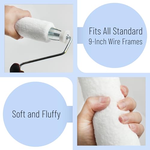 Bates- Paint Roller Covers, 9", 5 Pack, White, Covers for Paint Rollers 9 Inch, 9 Inch Paint Roller Covers, Paint Roller Cover, Paint Roller Covers 9 Inch, Large Paint Roller Covers - color: White, size: 9 Inch, 5 Pack