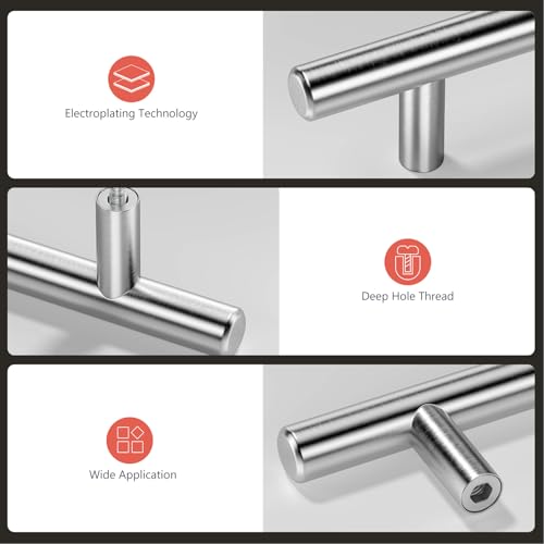 homdiy Cabinet Handles Brushed Nickel Drawer Pulls - 6-1/4in Hole Centers Kitchen Cabinet Handles Modern Cabinet Hardware for Dresser Drawers - color: Brushed Nickel, size: 6-1/4in hole centers