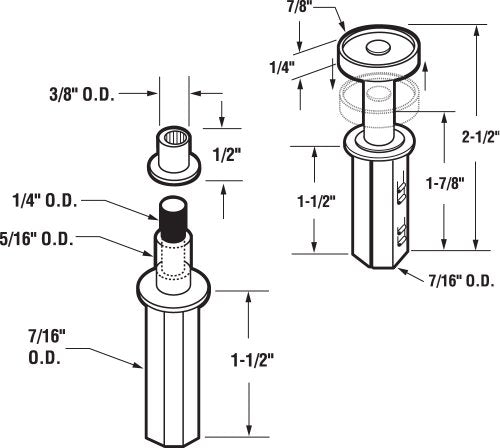 Prime-Line N 7263 Bi-Fold Door Top Pivot and Guide Set, 7/16 In. Steel Housing (2 Pack)