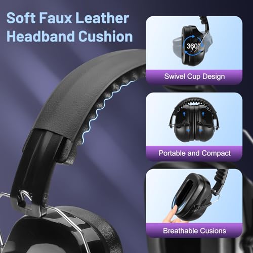 Floriogra 6 Pack Noise Reduction Ear Protection, Hearing Protection Ear muffs SNR 34dB Noise Cancelling Headphones for Adults Kids Autism, Sound Proof Earmuffs for Mowing/Construction/Work
