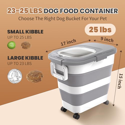 23-25Lbs Airtight Dog Food Storage Container,Collapsible Dog Food Container - color: Grey/25 LBS