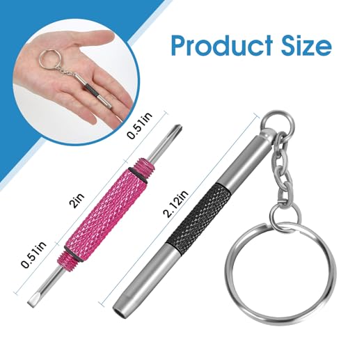 UNEAK - Eyeglass Screwdriver Repair Kit Pink and Black Precision 3 in 1 Mini Screwdrivers Set Keychain Glasses, Sunglasses, Sunglass, Watch, Electronics, Eyeglasses, Flat Head, Phillips, Hex - color: Pink and Black
