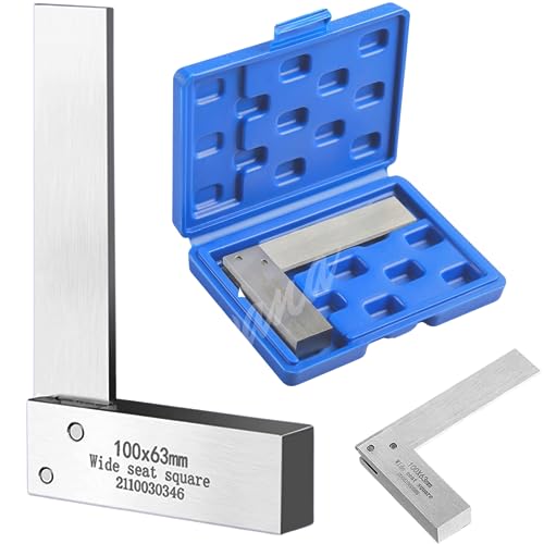 Atarvana Mechanical Steel High Precision 4 Inch Square, 90 Degree Wide Base Square, L-Type Right Angle Ruler Tool for Woodworking - style: Single 4 x 2.5 Inch (100 x 63mm)