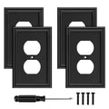 4 Pack Black Modern Decorative Duplex Outlet Covers Wall Plate - size: 1 Gang Duplex Outlet