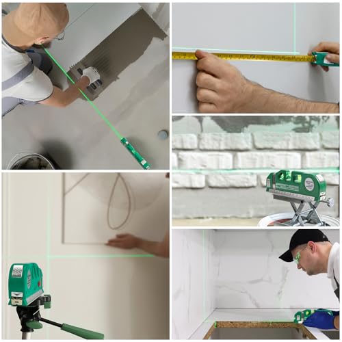 Level Tool Laser Level Leveler tool Cross Line Vertical and Horizontal Line with USB Rechargeable for Picture Hanging cabinets Tile Walls by AikTryee. - color: Green Laser