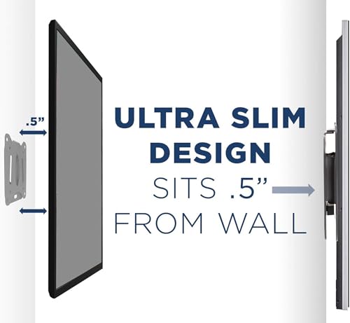 Mount-It! Ultra Low Profile Fixed TV Wall Mount for 13 to 32" Inch Screens, Slim TV Wall Mount Fits VESA 75 and 100 mm, Flush TV Bracket 0.55" Design with 60 lb Capacity, Built-in Bubble Level - size: 13" - 32" Screens