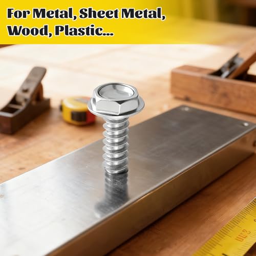 460Pcs #8#10 Hex Washer Head Self Tapping Sheet Metal Screws Kit - size: 460pcs #8#10 Silver
