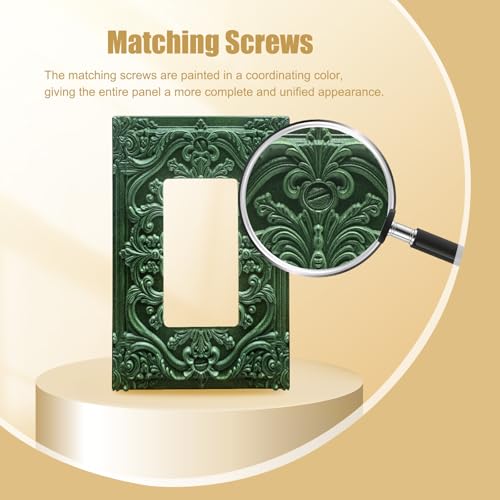 Decorative Outlet Covers Green Flower Elegant 3D Floral Embossed 1 Gang Rocker Light Switch Cover Plate Single Decora Light Switch Covers Wall Plate Faceplate for Bedroom Home Decor - color: Green, size: 1-Gang Rocker/5 x 3 IN