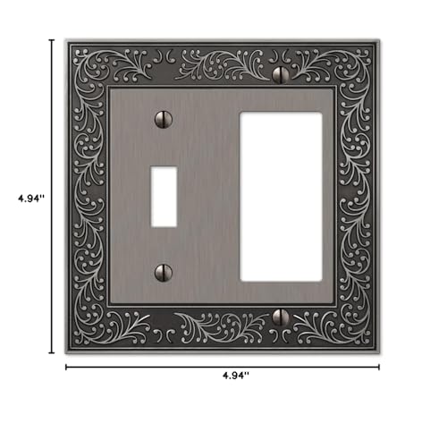 Amerelle 43TRAN English Garden Wallplate, 1 Toggle / 1 Rocker, Cast Metal, Antique Nickel, 1-Pack - color: Antique Nickel, size: 1 Toggle / 1 Rocker