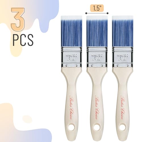 Bates Paint Brushes - 1.5-Inch, 3 Pack, Treated Wood Handle for Walls, Stain, Furniture Painting - color: Wood Handle, size: 3 Pack, 1.5"