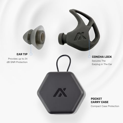 AXIL X20 Noise Reduction Ear Plugs, 24dB Hearing Protection, Red - color: Red