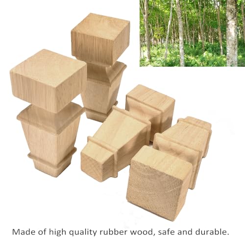 6 Inch Wooden Furniture Legs with Mounting Plates Screws Set of 4 Solid Wood Unfinished European Style Replacement Furniture Feet for Couch Cabinet Sofa Ottoman TV Stand Home DIY Projects (6 inch) - color: 6 Inch