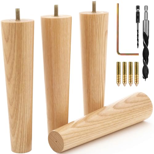 Airy Abode Premium Ash Wood Furniture Legs (Full Install Kit) - Pick Your Size and Color - color: Ash, size: 8 Inches