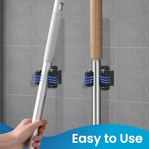 Broom Holder Wall Mount, 7PCS Broom Hanger Wall Mount, Stainless Steel Heavy Duty Mop Holder Broom Mop Hanger Wall with Screws, Garden Outdoor Tool Organizer Rack Broom Hanger (Black) - color: 7pack