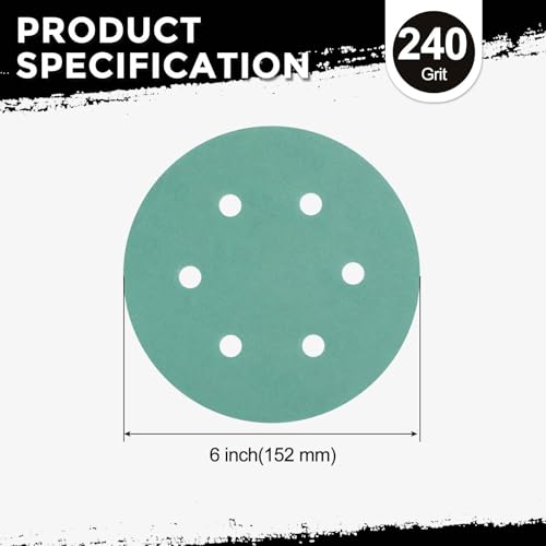 50Pcs Sanding Disc 6Inch 240Grit 6 Hole Sandpapers Green - color: Green, size: 6 Inch(240 Grit)