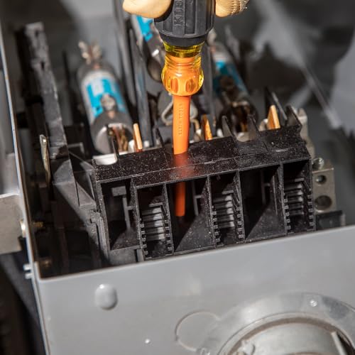 Klein Tools 33736INS Insulated Screwdriver Set, Made in USA, 1000V Slim-Tip Driver with Phillips, Cabinet and Square Bits and a Magnetizer, 6-Piece - style: 6-Piece Set