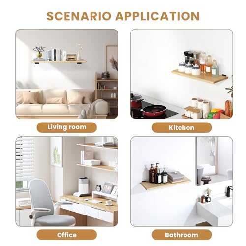 Mooche 4Pack Floating Shelf Brackets, Heavy Duty L Brackets Wall Mounted - color: Balck, size: 5.92*1.42 Inch
